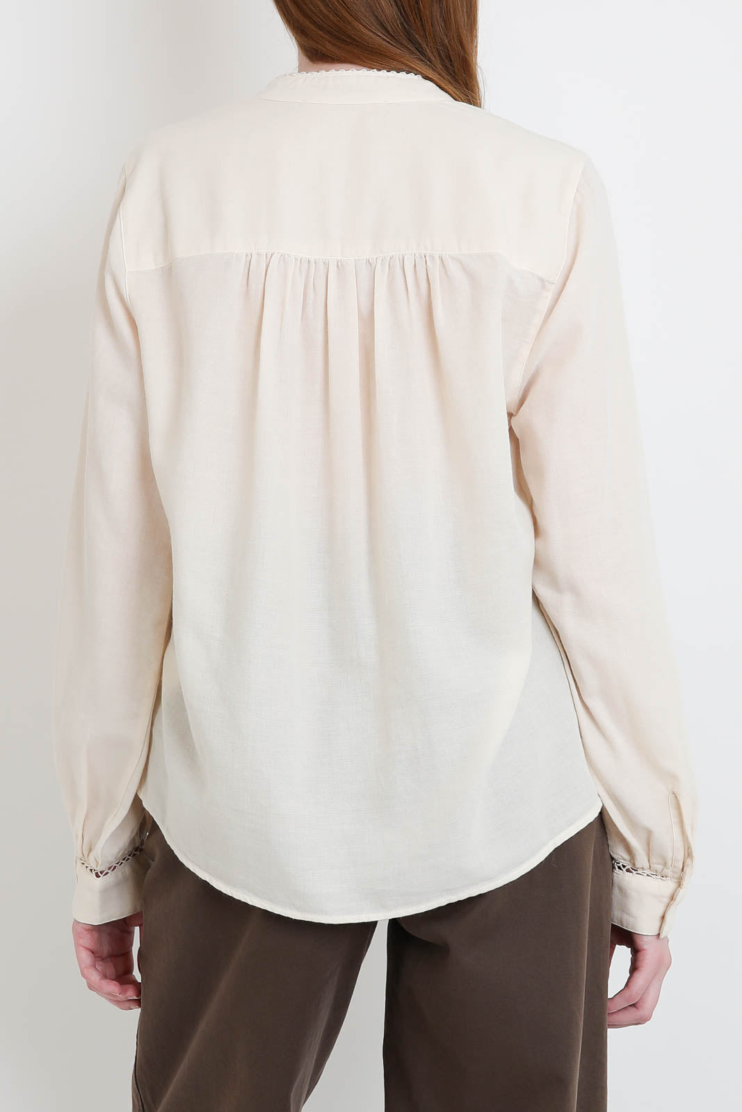 Pomandere, Bluse mit Spitze in Soft Lime