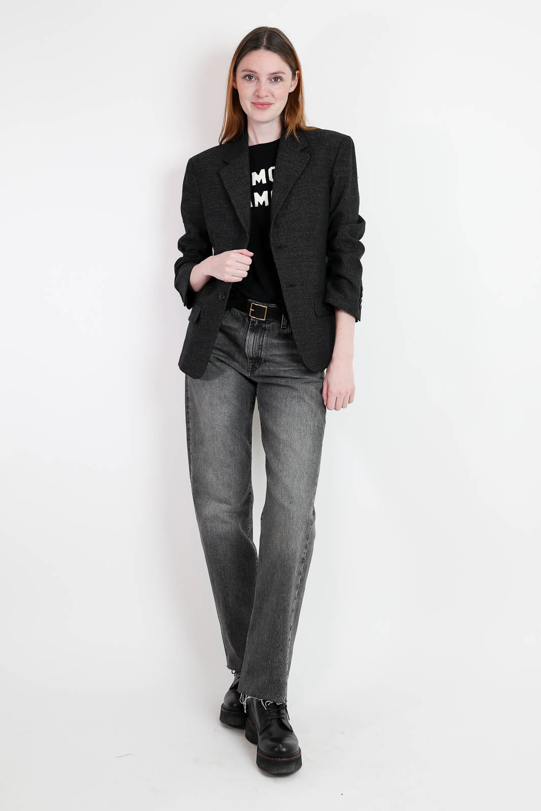 R13, Blazer Boyfriend Notch in Charcoal Grey
