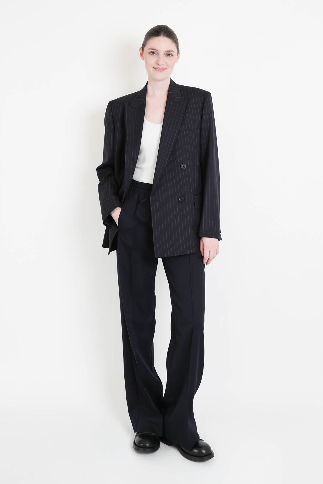 Nili Lotan, Blazer Leston in Midnight Pinstripes