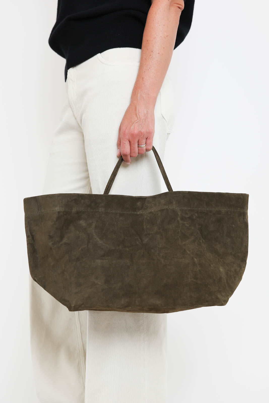Zilla, Tasche Leather Basket in Oliva