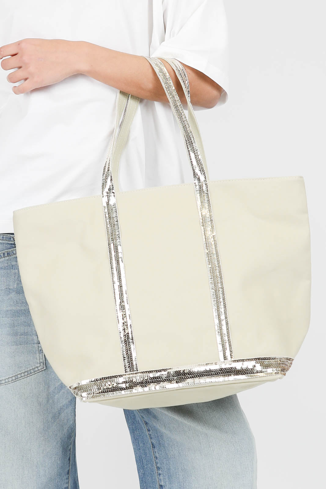 Tasche Cabas L in Tilleul/Blanc