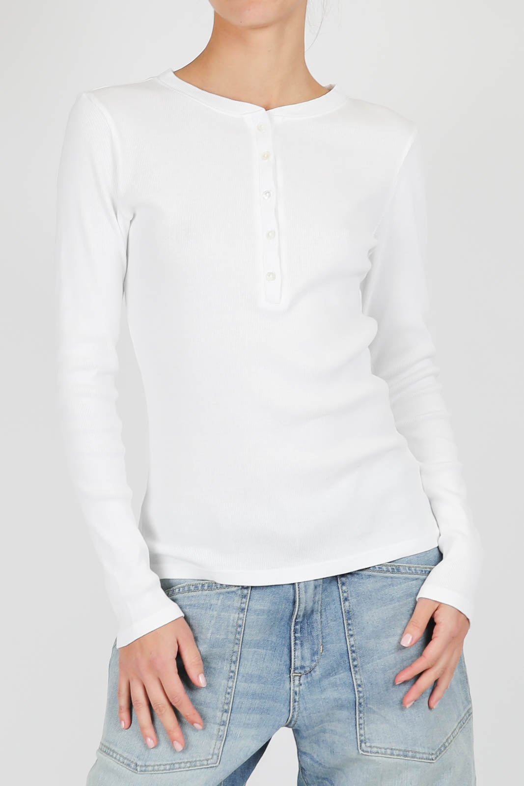 Langsarm-Shirt Jordan Henley in Weiss