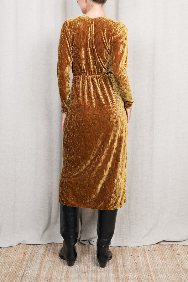 Kleid Crush Velvet in Warm Gold