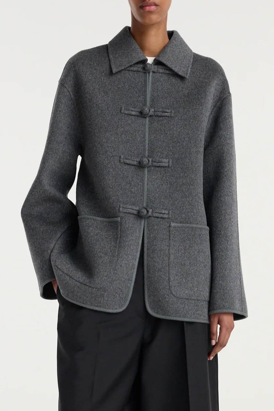 Rohe, Jacke Double-Faced in Dark Grey Melange