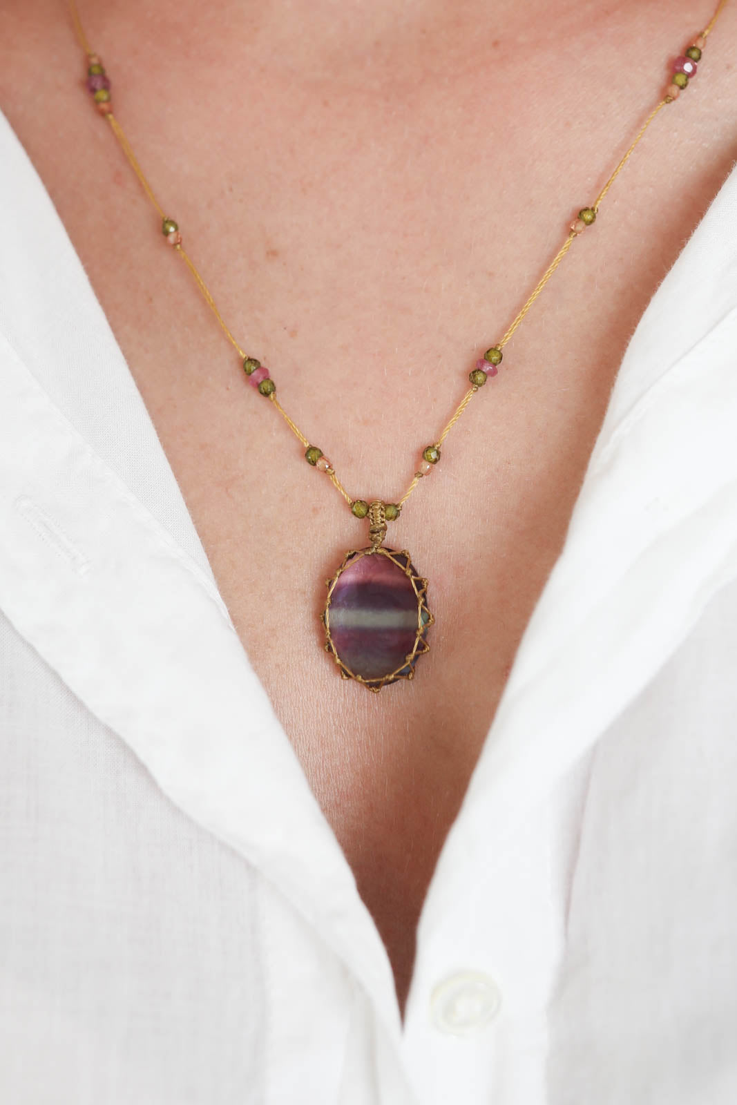  Sharing Bijoux, Halskette Tibet in Flourite Rainbow