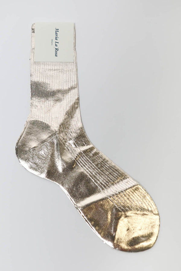 Socken One Ribbed Laminated in Bruciato Gold