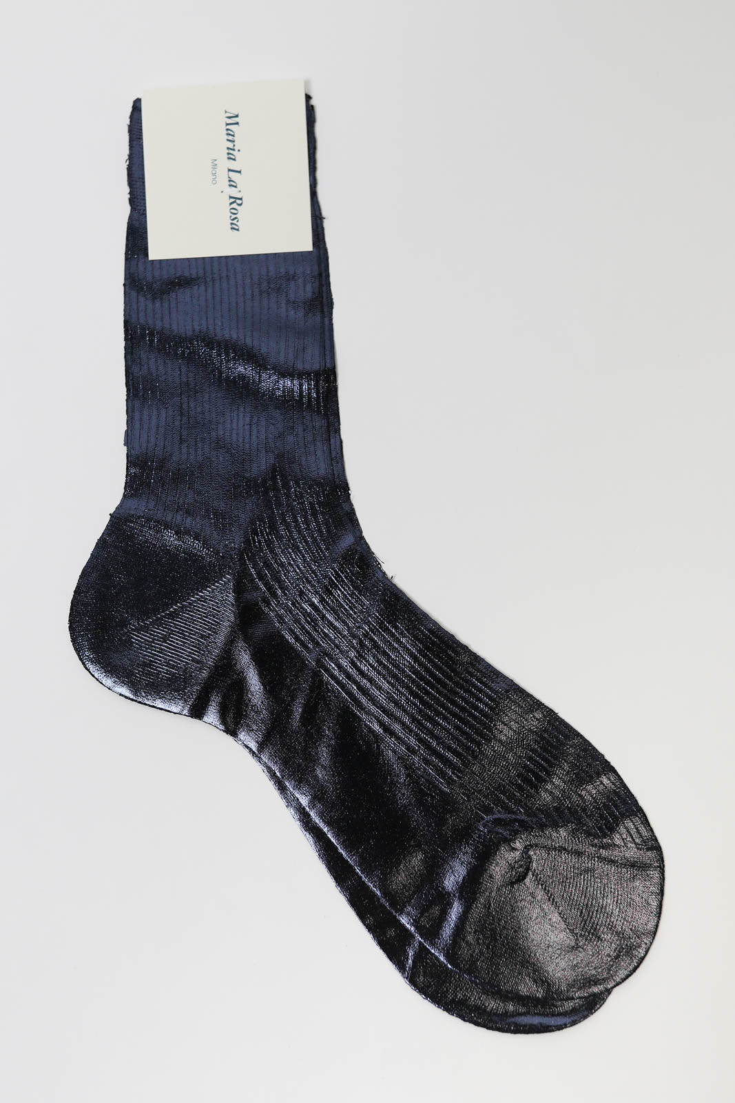 Socken One Ribbed Laminated in Navy