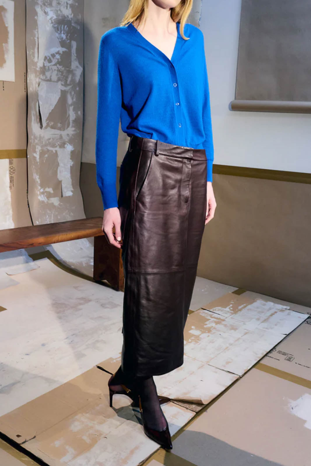 Tibi, Cardigan Shrunken in Bright Blue