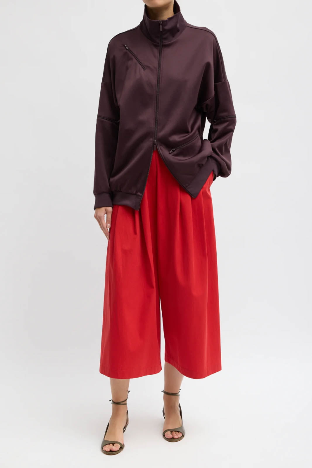 Tibi, Cardigan Active Knit in Brown