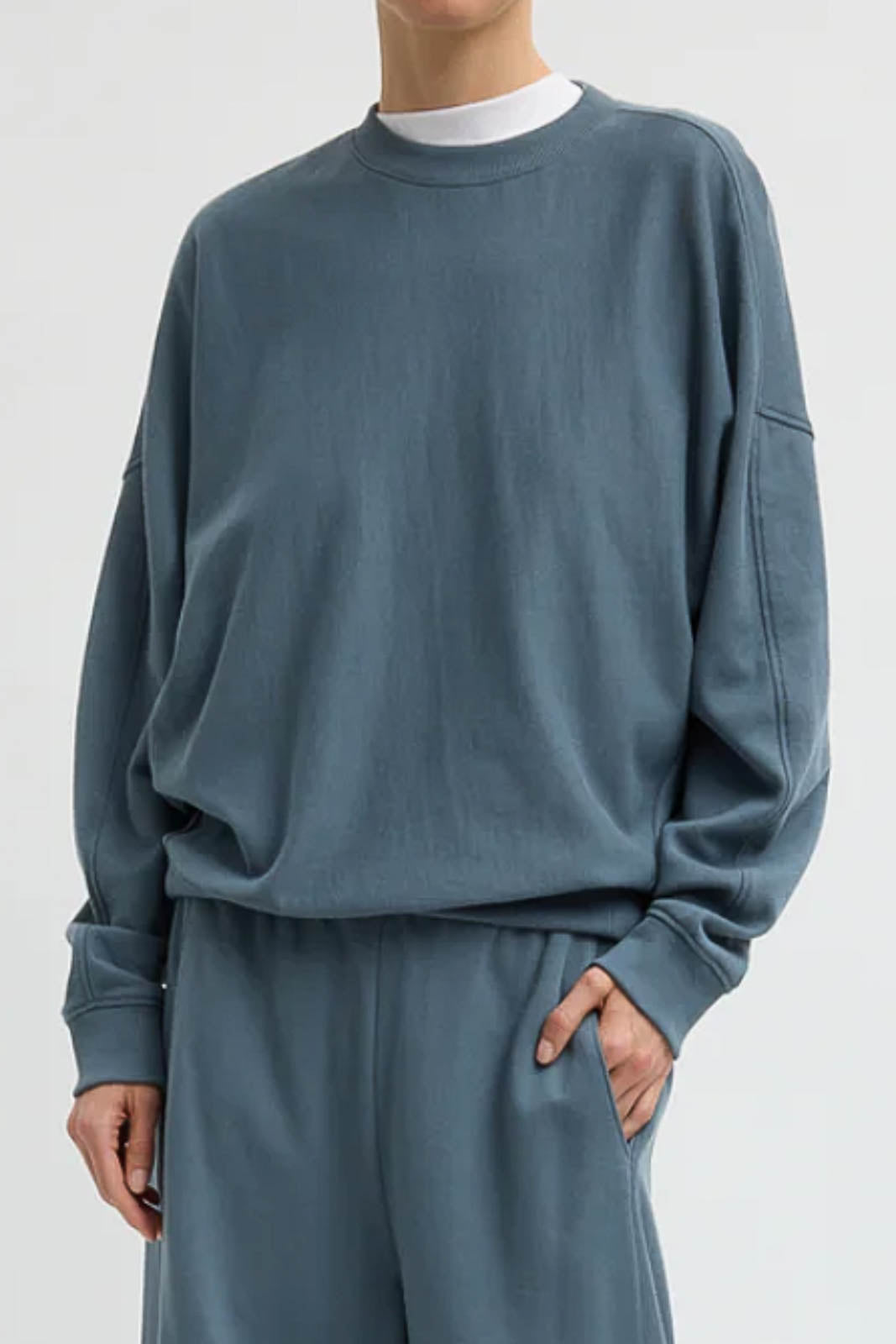 Tibi, Sweatshirt Light Weight in Blue Grey