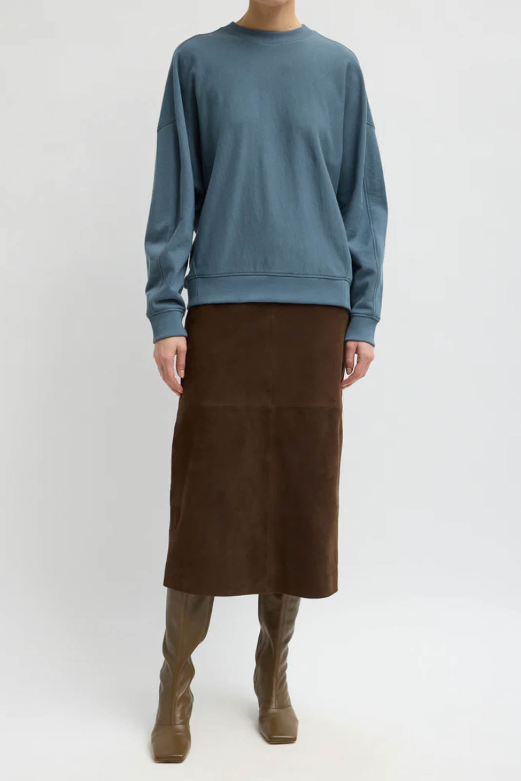 Tibi, Sweatshirt Light Weight in Blue Grey