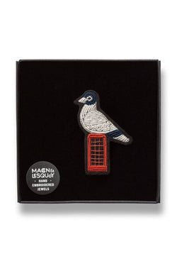 Brosche Pigeon and Phone in Grau