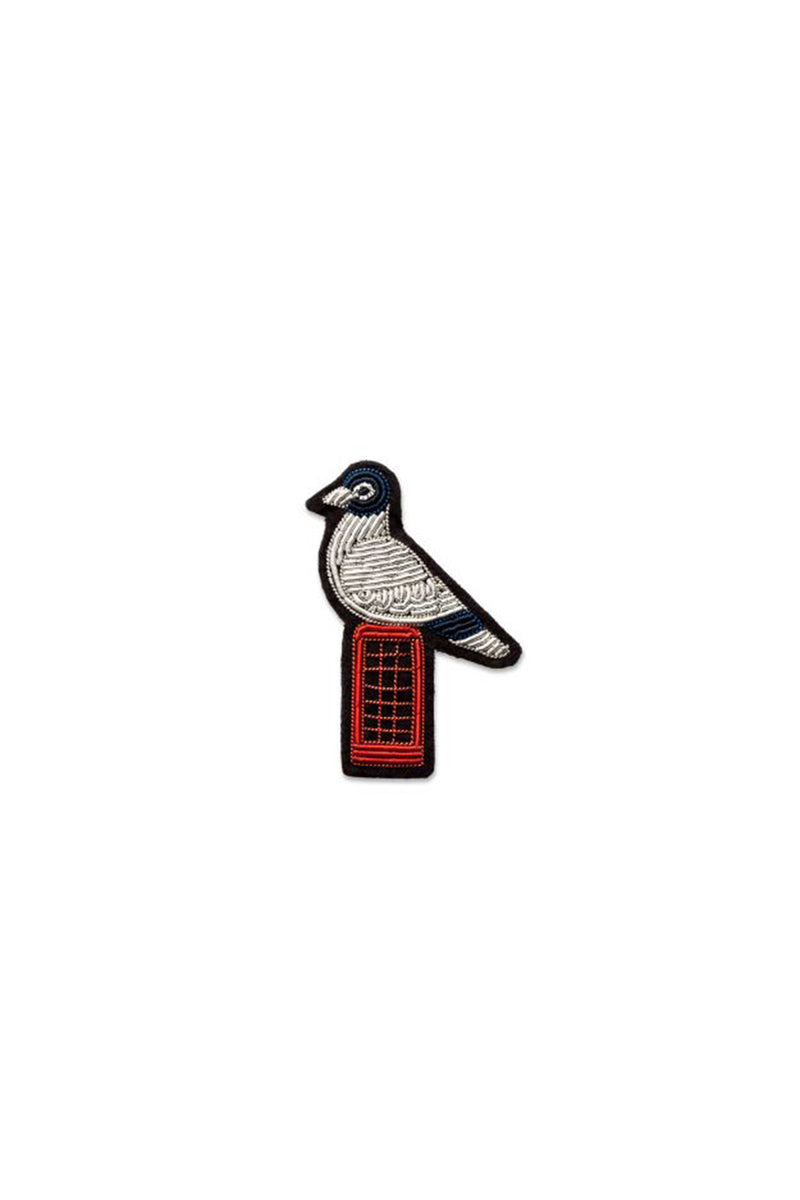 Brosche Pigeon and Phone in Grau