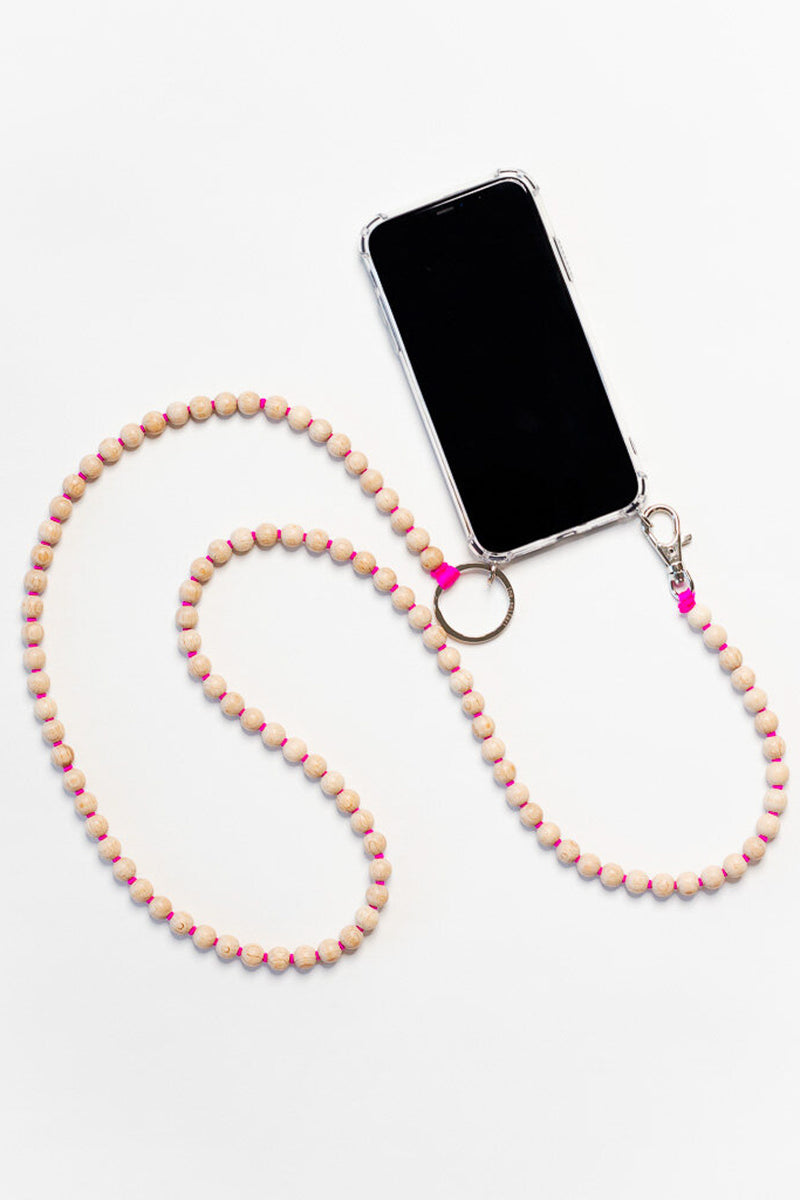 Handy-Kette in Natur/Pink