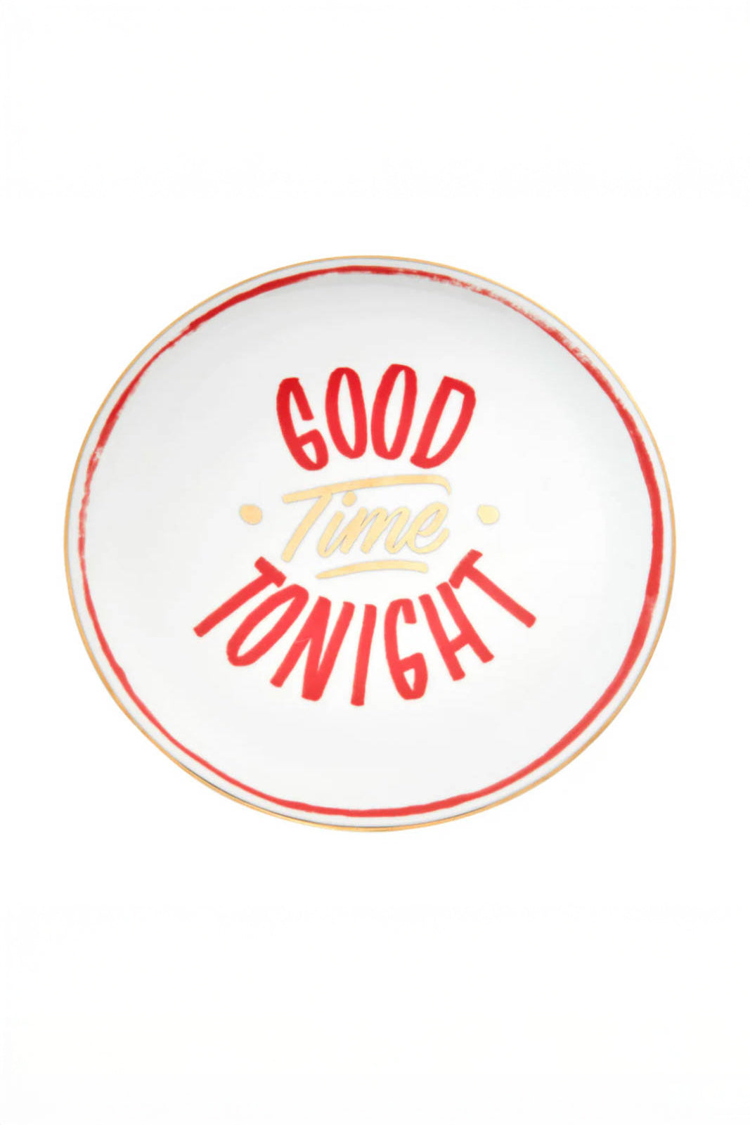 Good Time Tonight plate in white/red