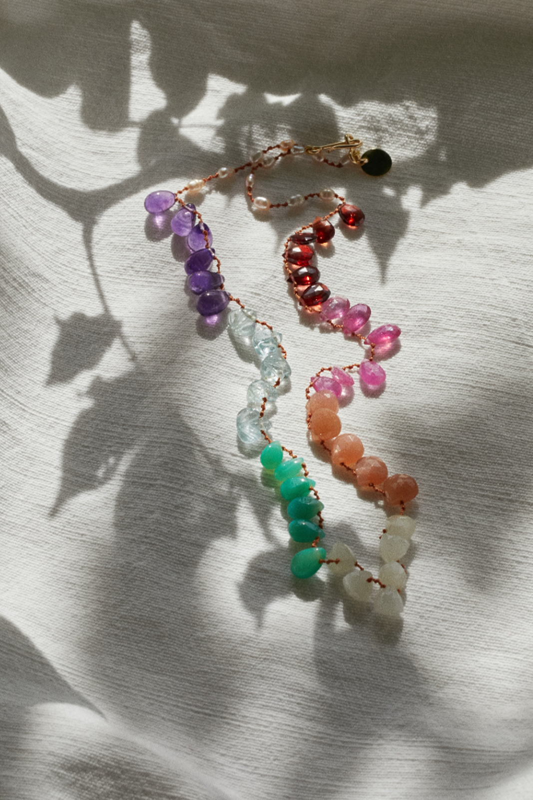 Rainbow necklace with multicolor stones