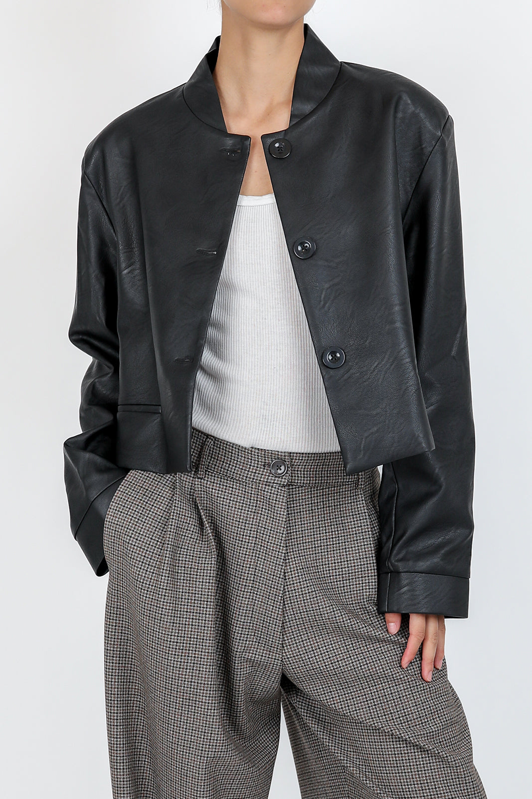 Leona jacket made from vegan leather in black