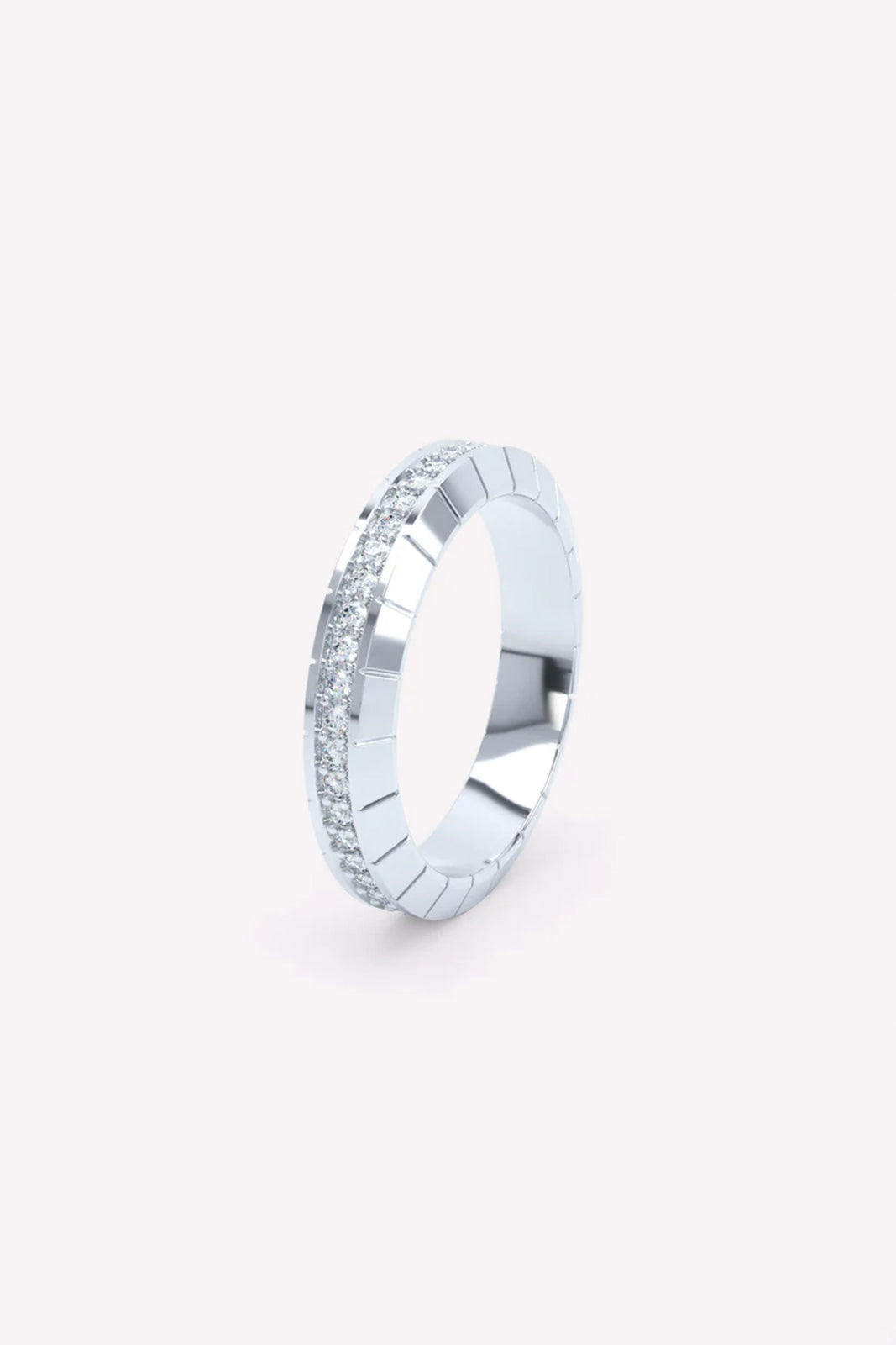 Ring Eternity Engraved 4mm with diamonds in white gold