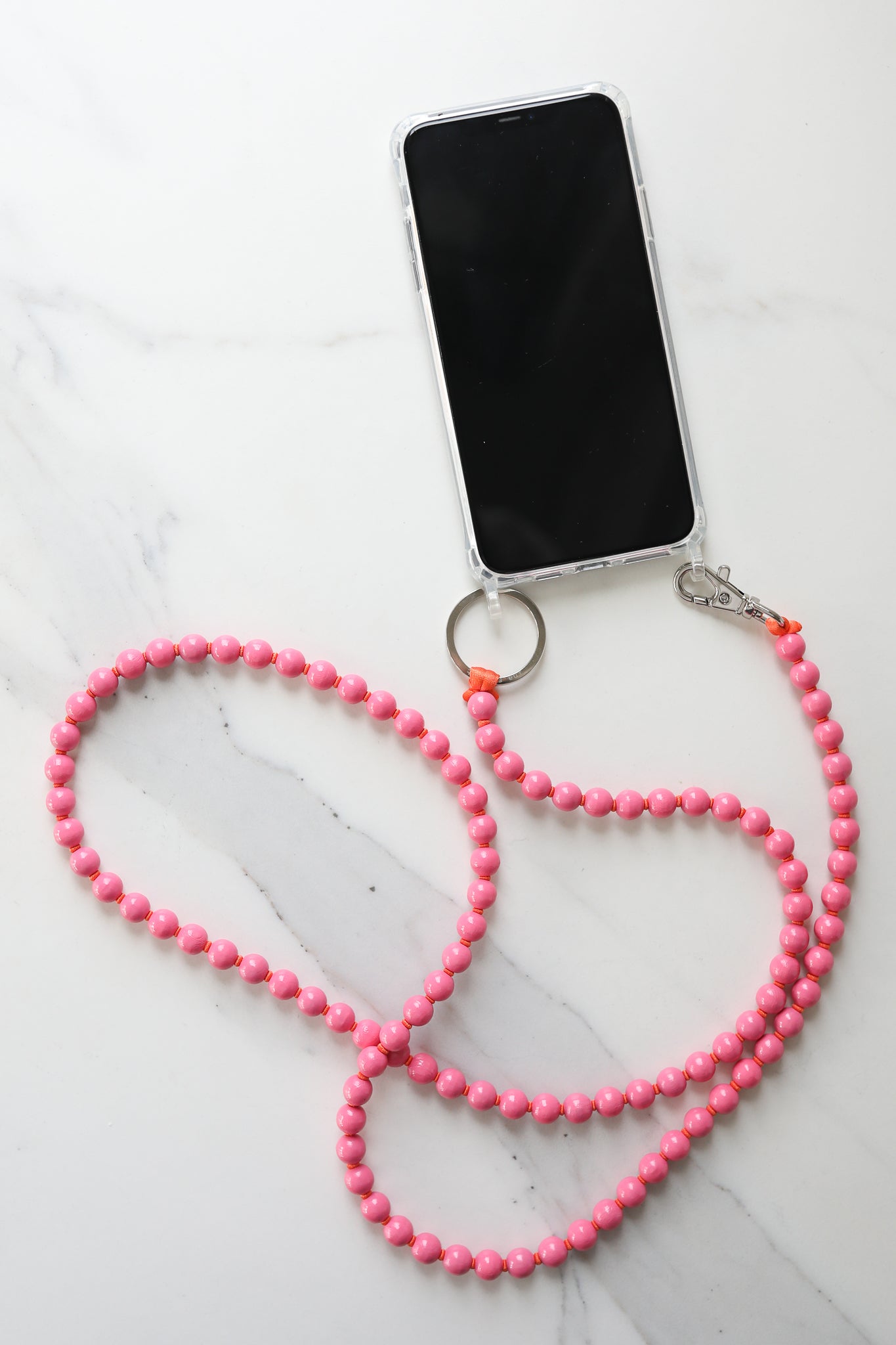 Cell phone chain in rose/orange