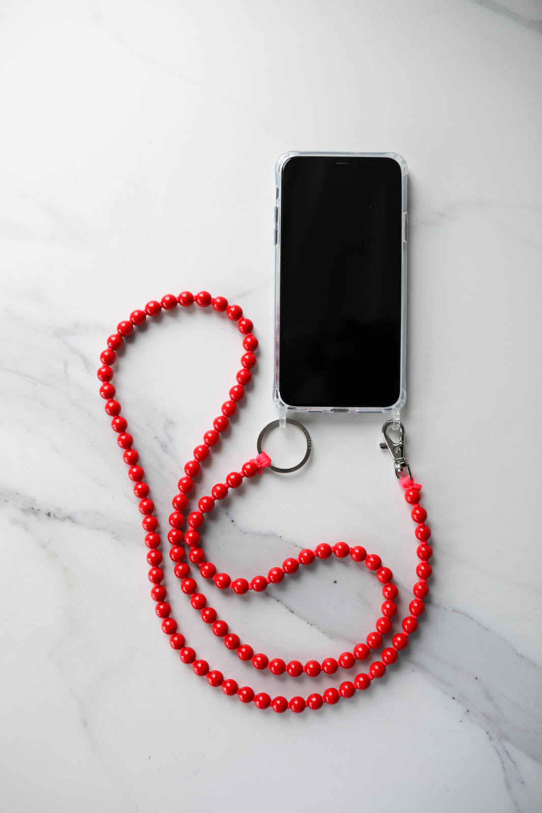 Cell phone chain in red/red