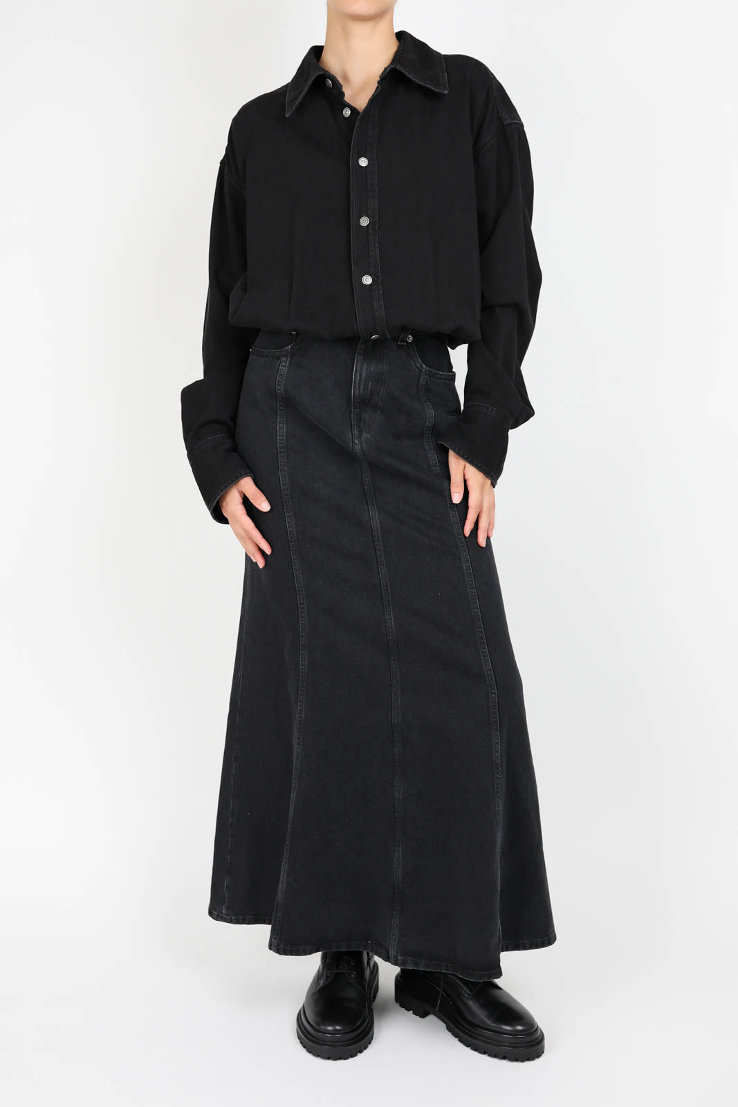 Jos dress in black wash denim