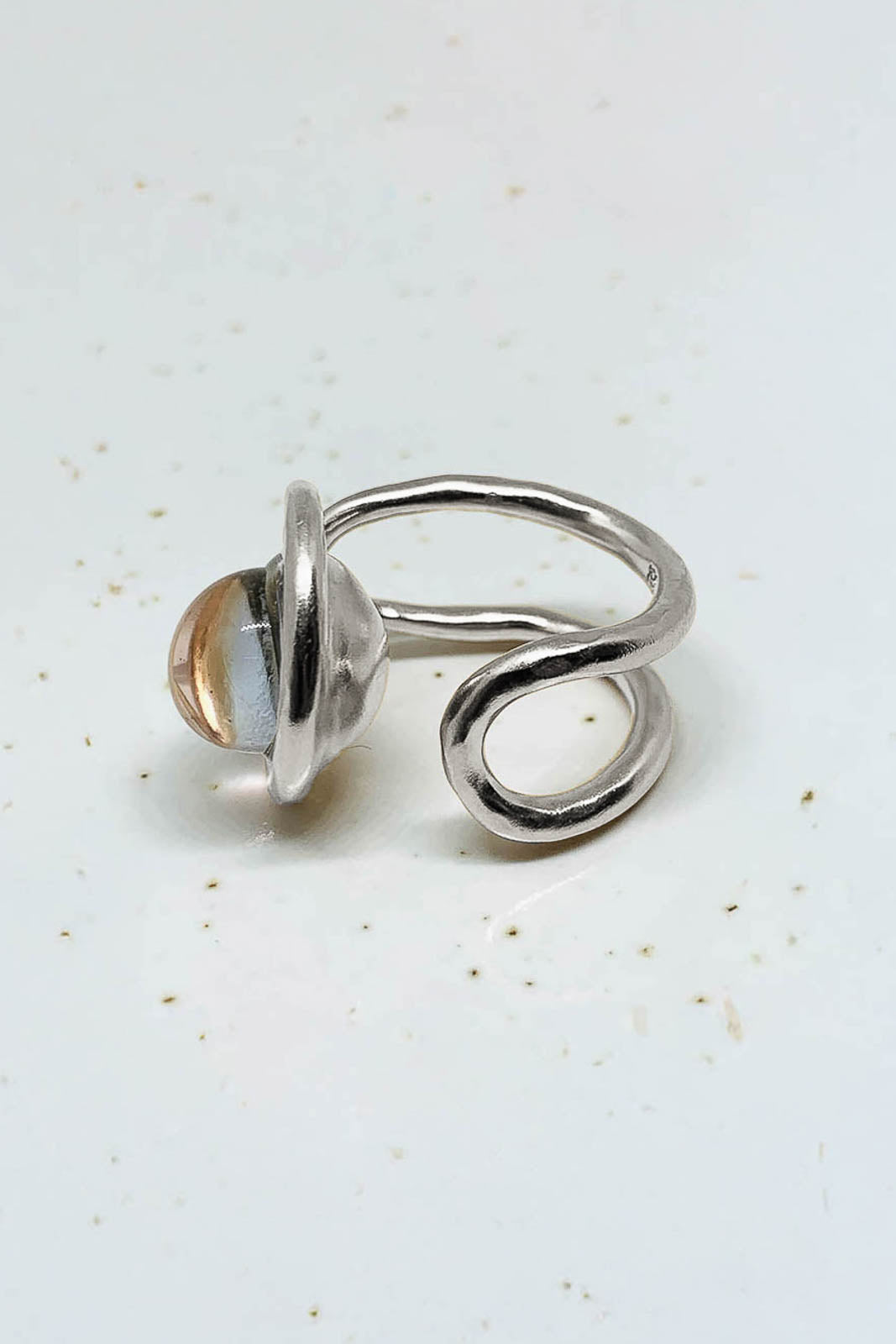 Chevalière Eclipse ring in silver Pale Blue/Pale Rose