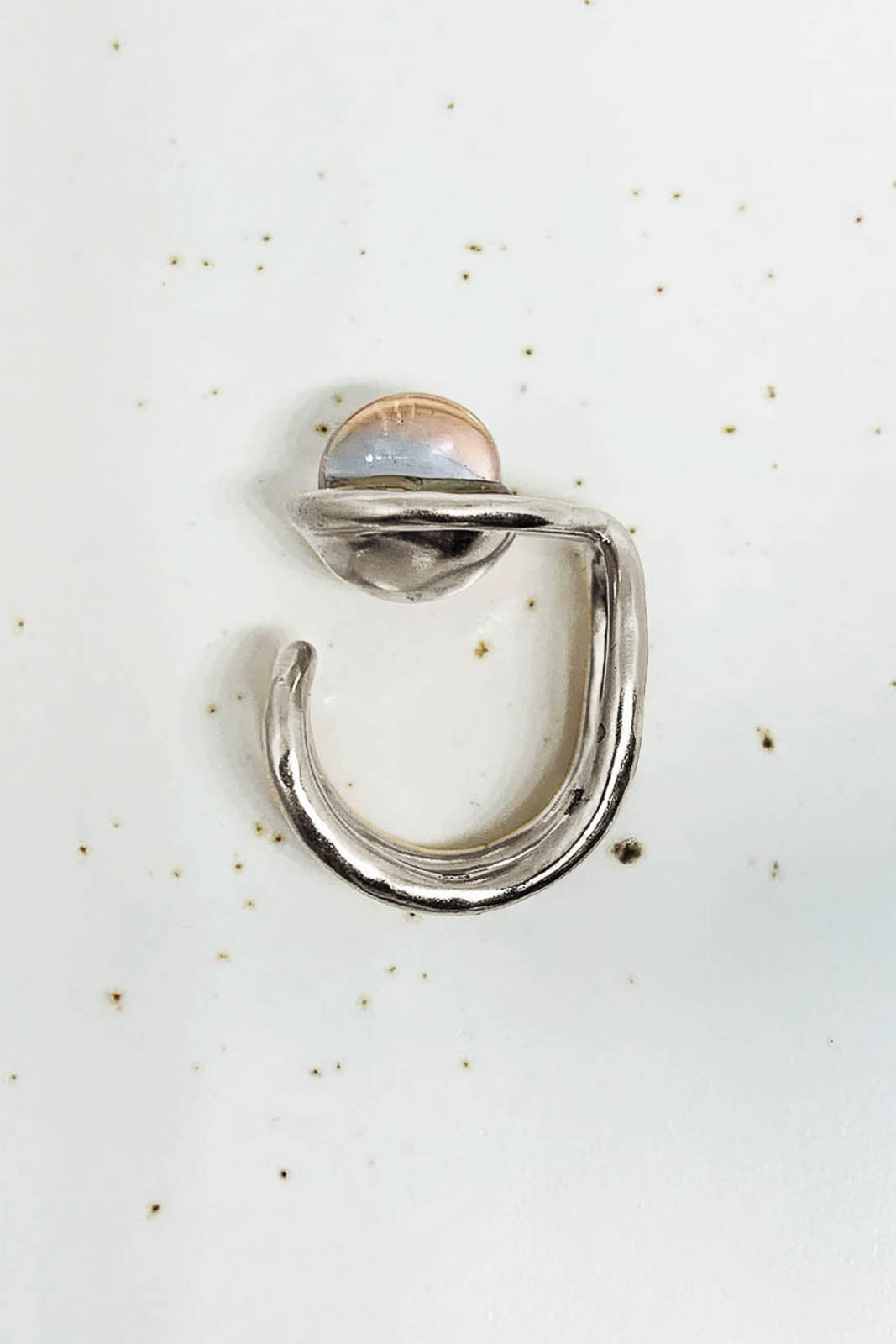 Chevalière Eclipse ring in silver Pale Blue/Pale Rose