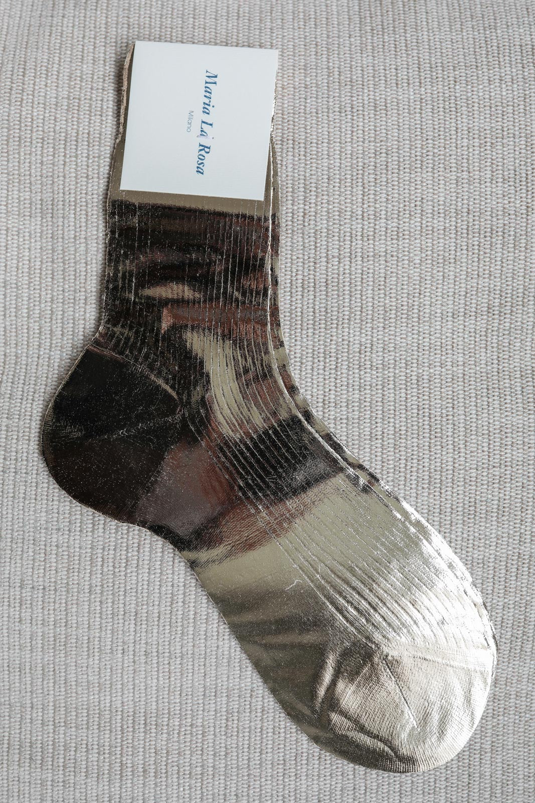 Socks One Ribbed Laminated in Platino