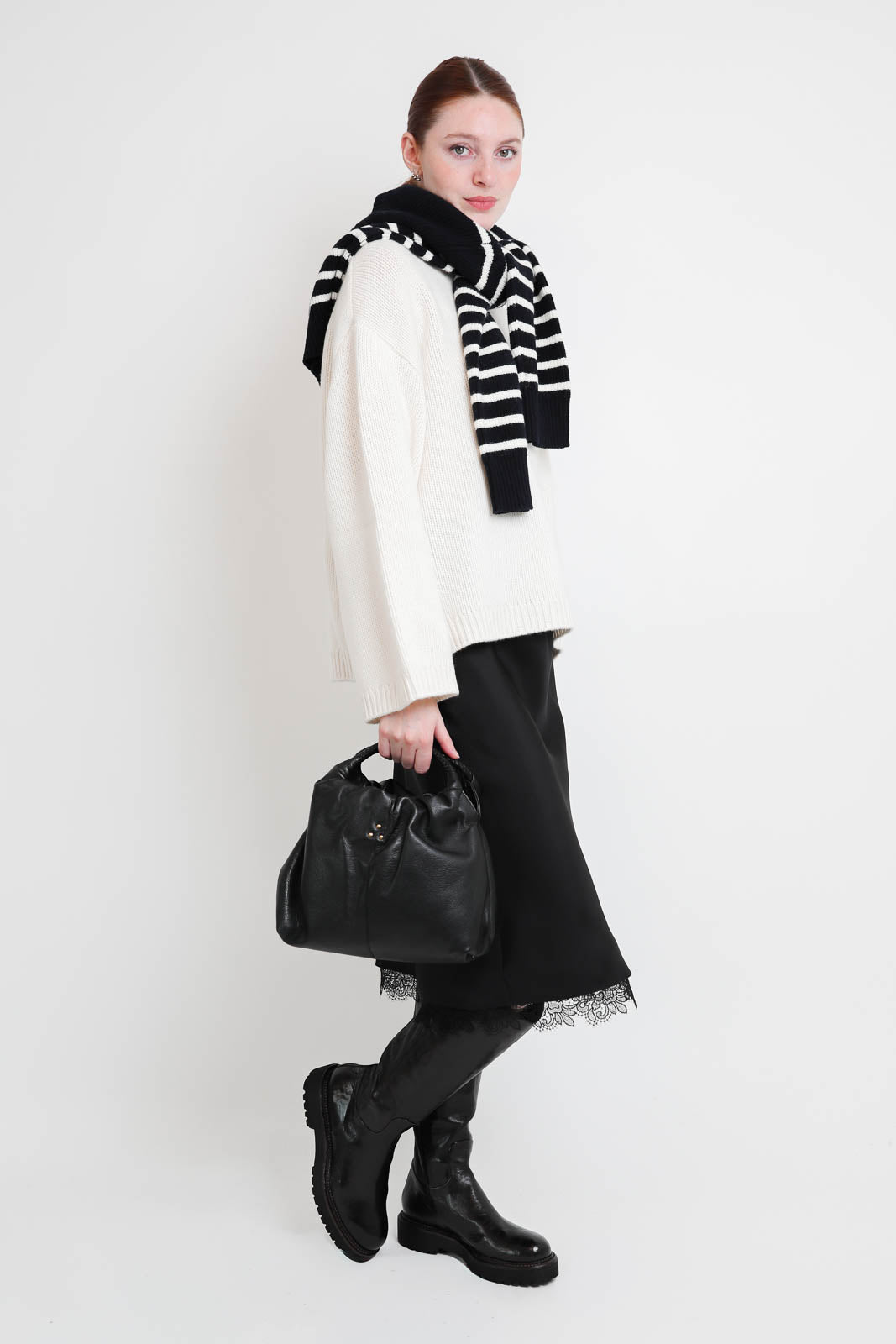 Róhe, Skirt Lace-Trimmed in black