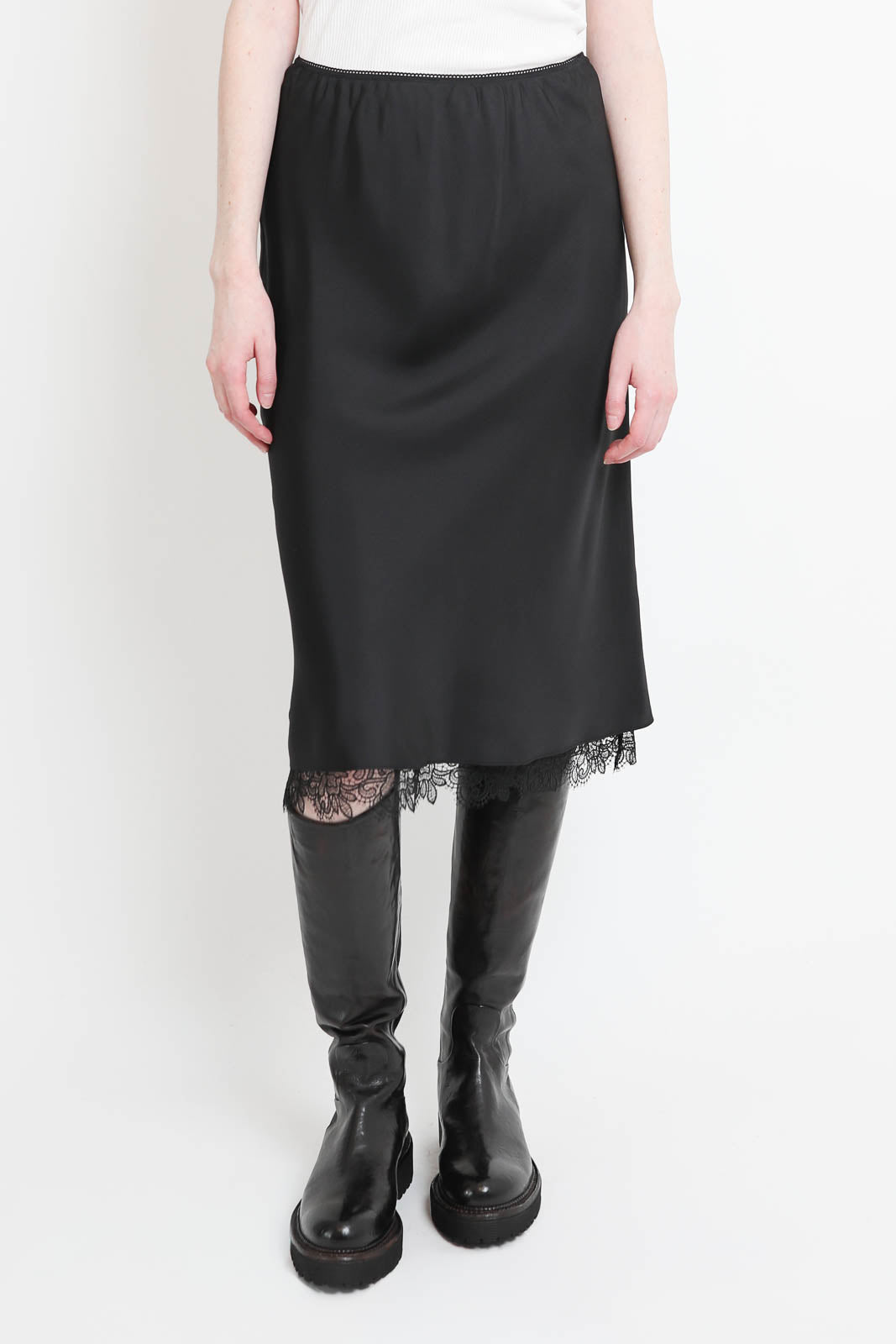 Róhe, Skirt Lace-Trimmed in black