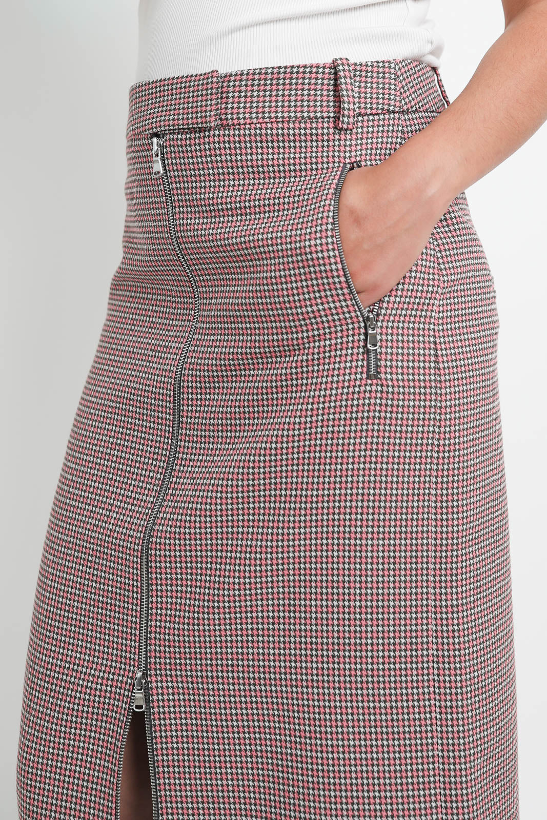 Tibi, Skirt Leon Check in Pink Multi