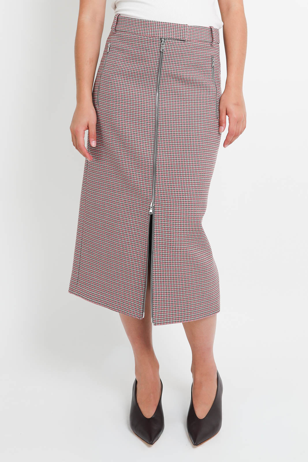 Tibi, Skirt Leon Check in Pink Multi