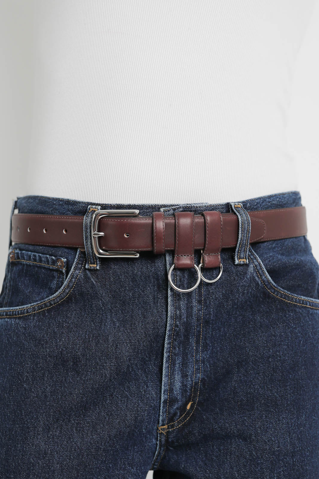 Tibi, Classic Ring Belt in Burgundy