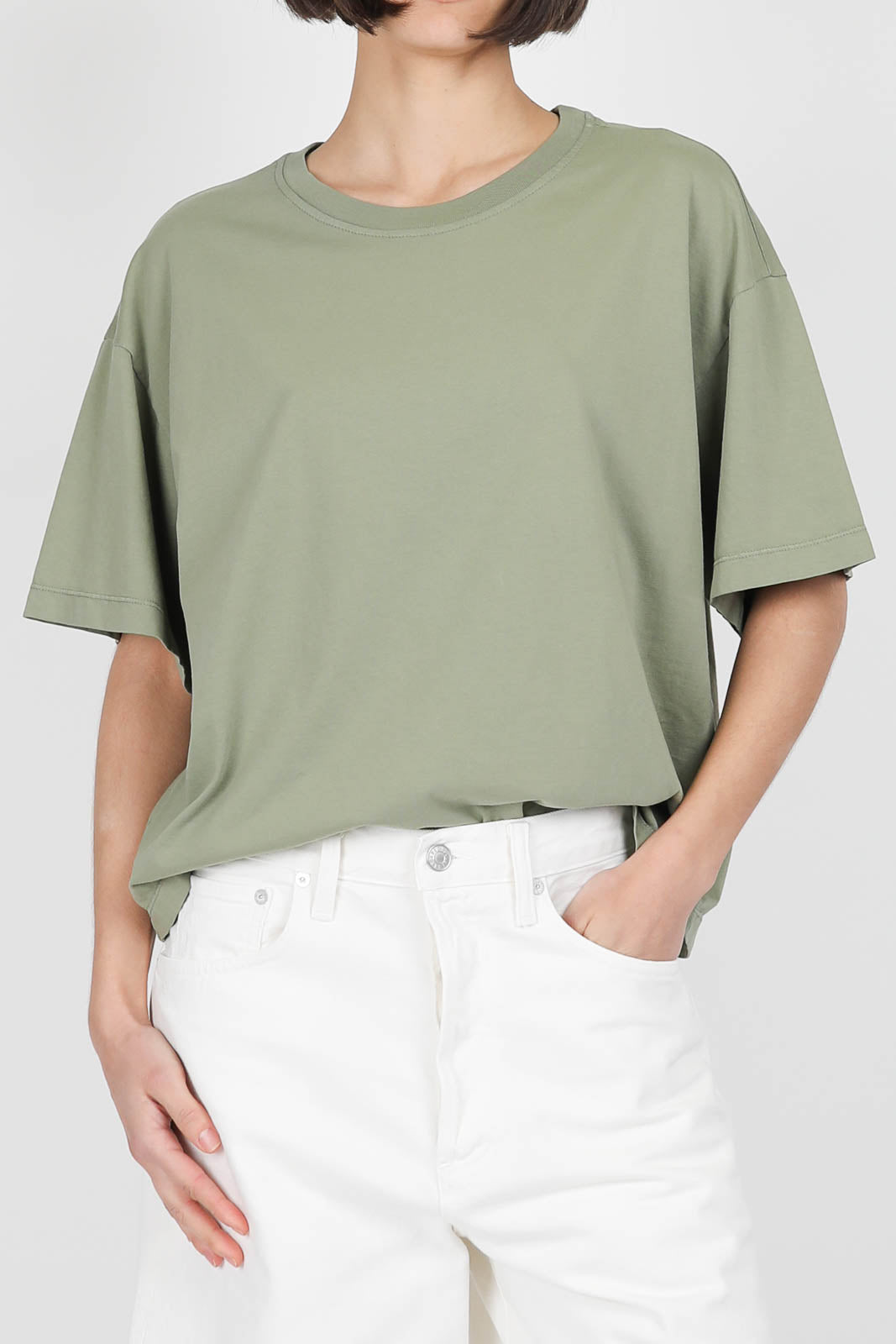 Cotton T-shirt in sage