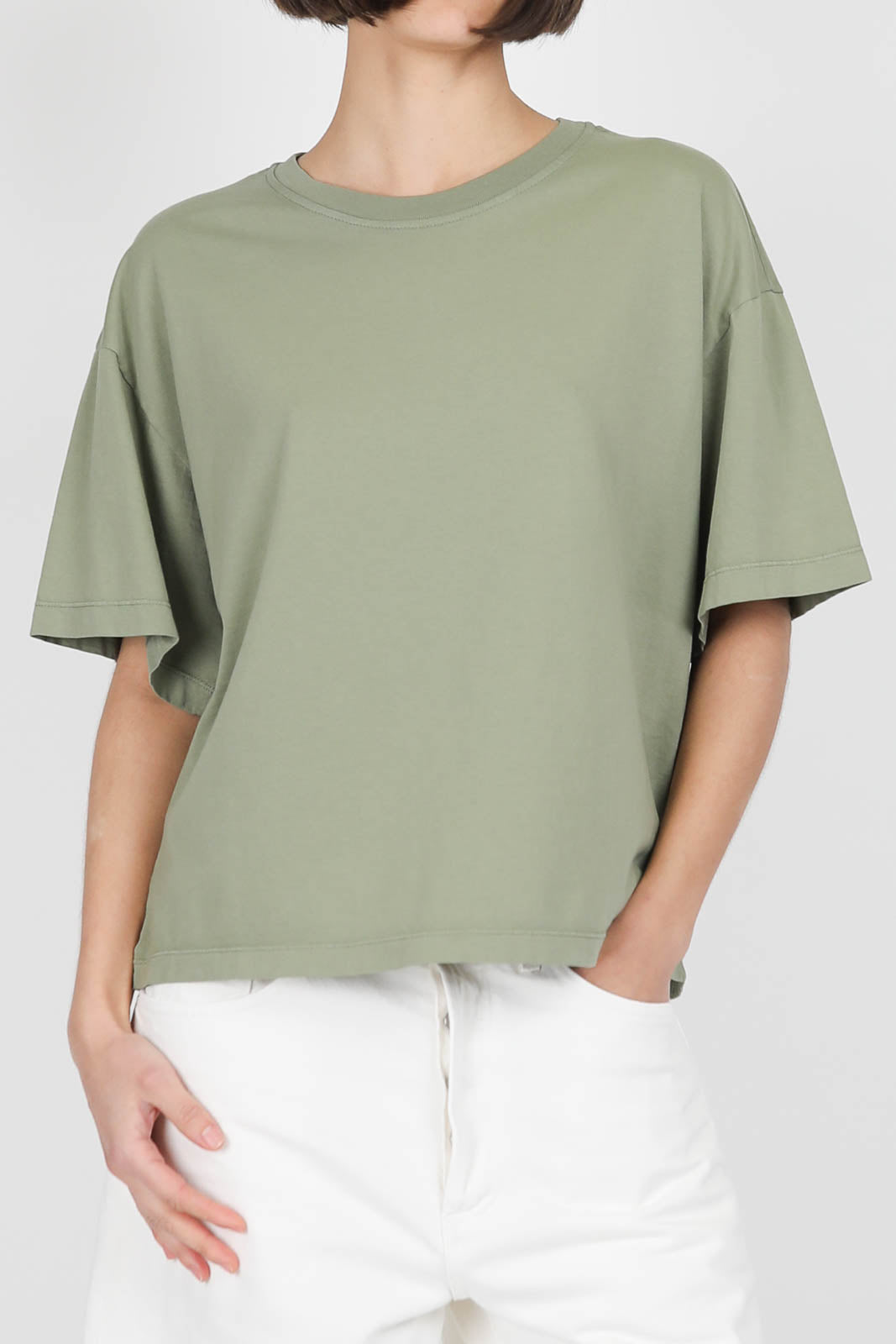 Cotton T-shirt in sage