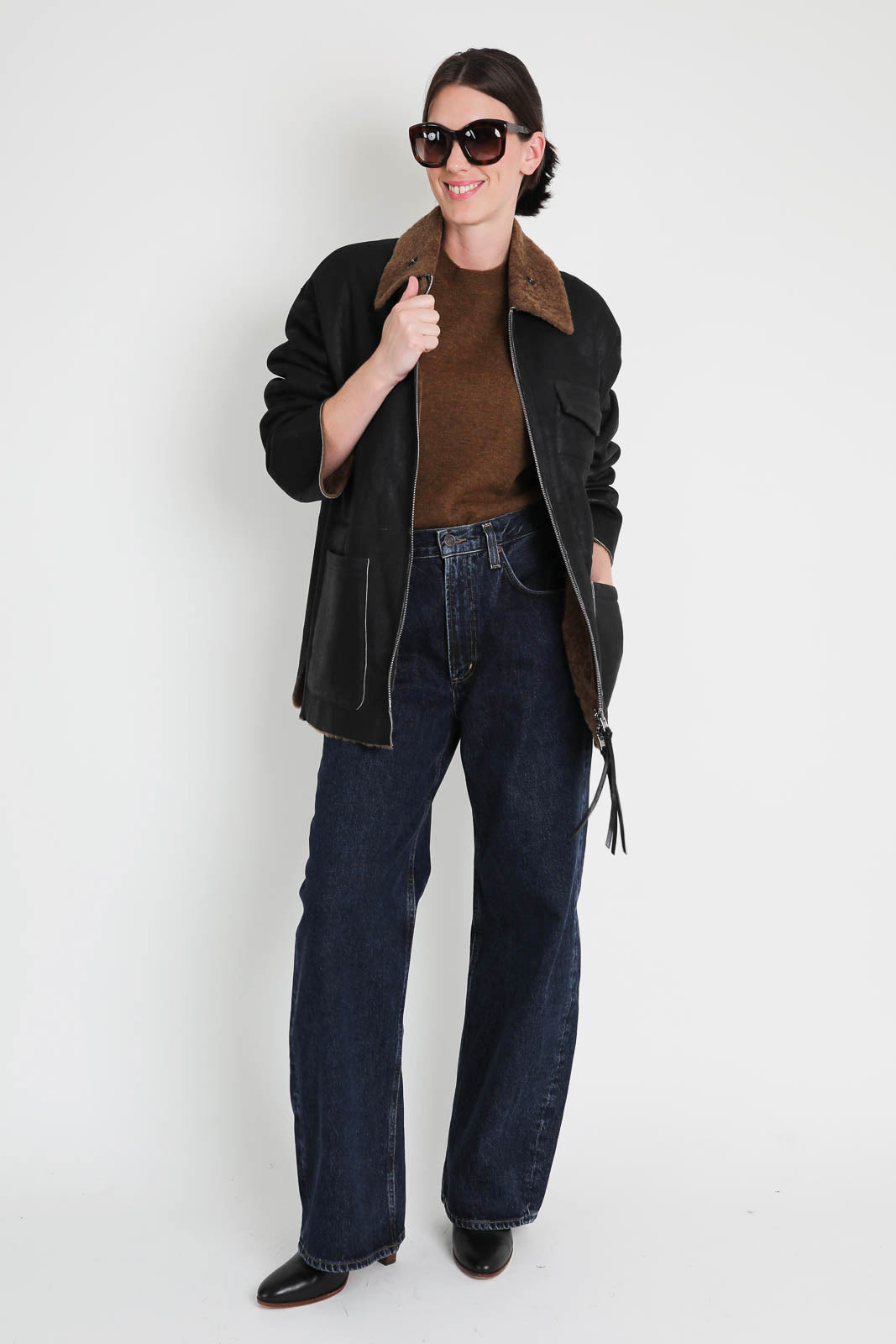 Arden jacket in black / ochre