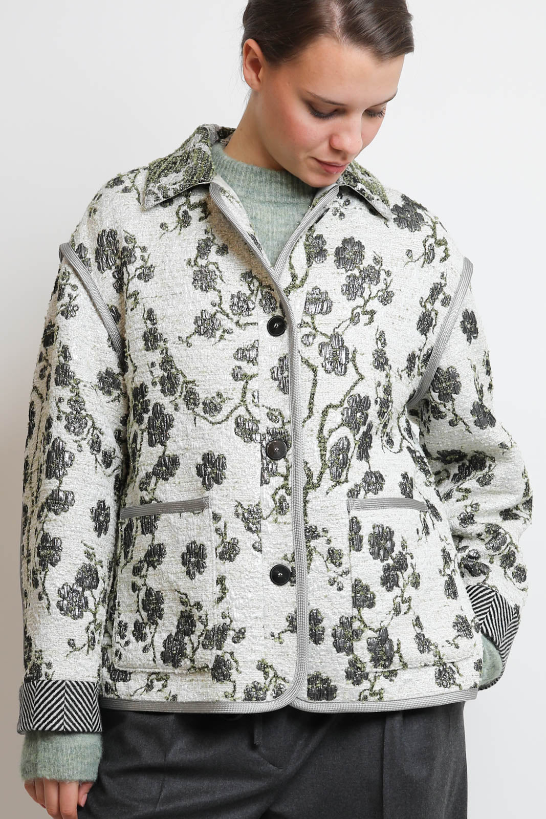 Forte-Forte, La Lune en Fleur jacket in Silvermoon