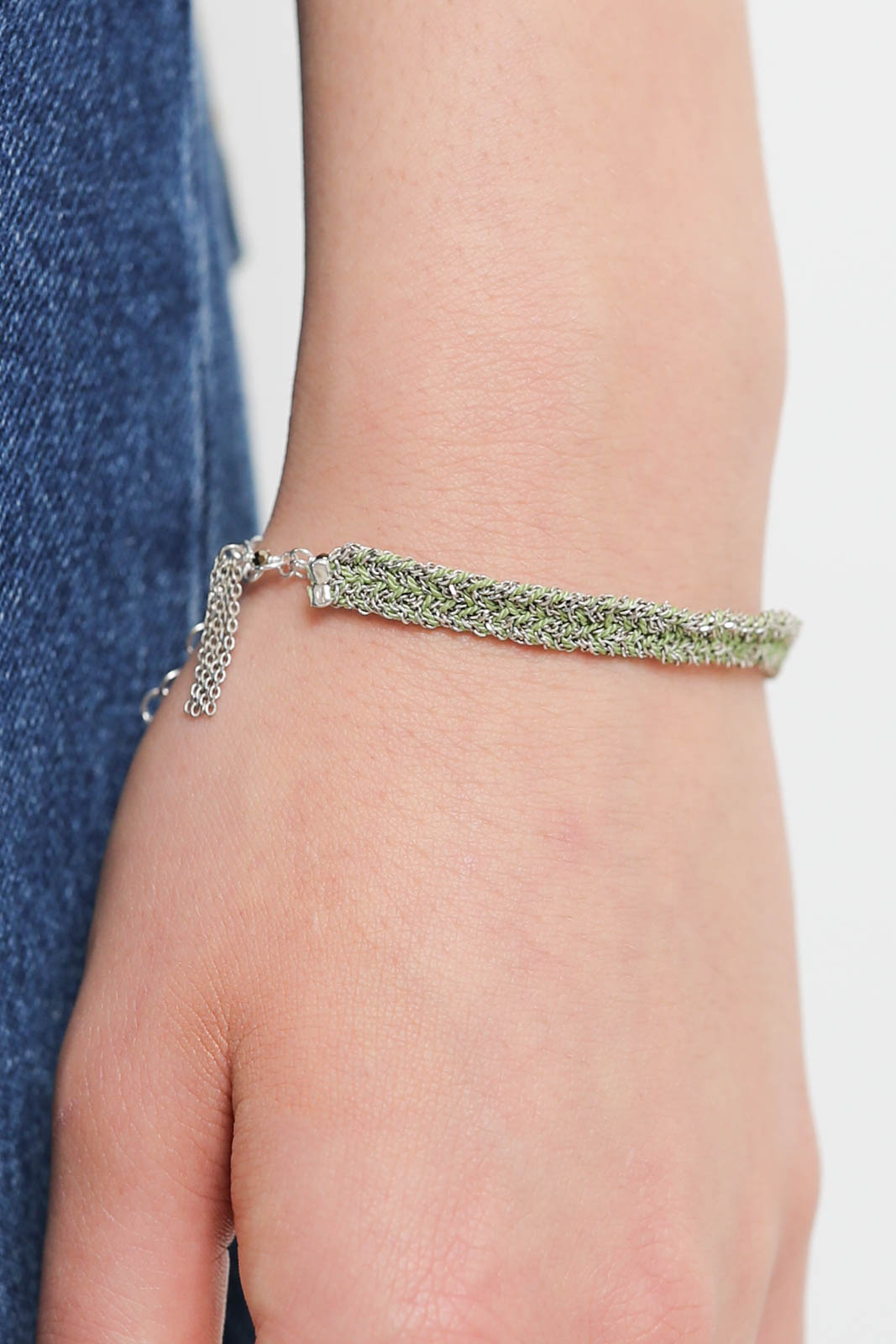 Marie Laure Chamorel, Braided bracelet in silver jade