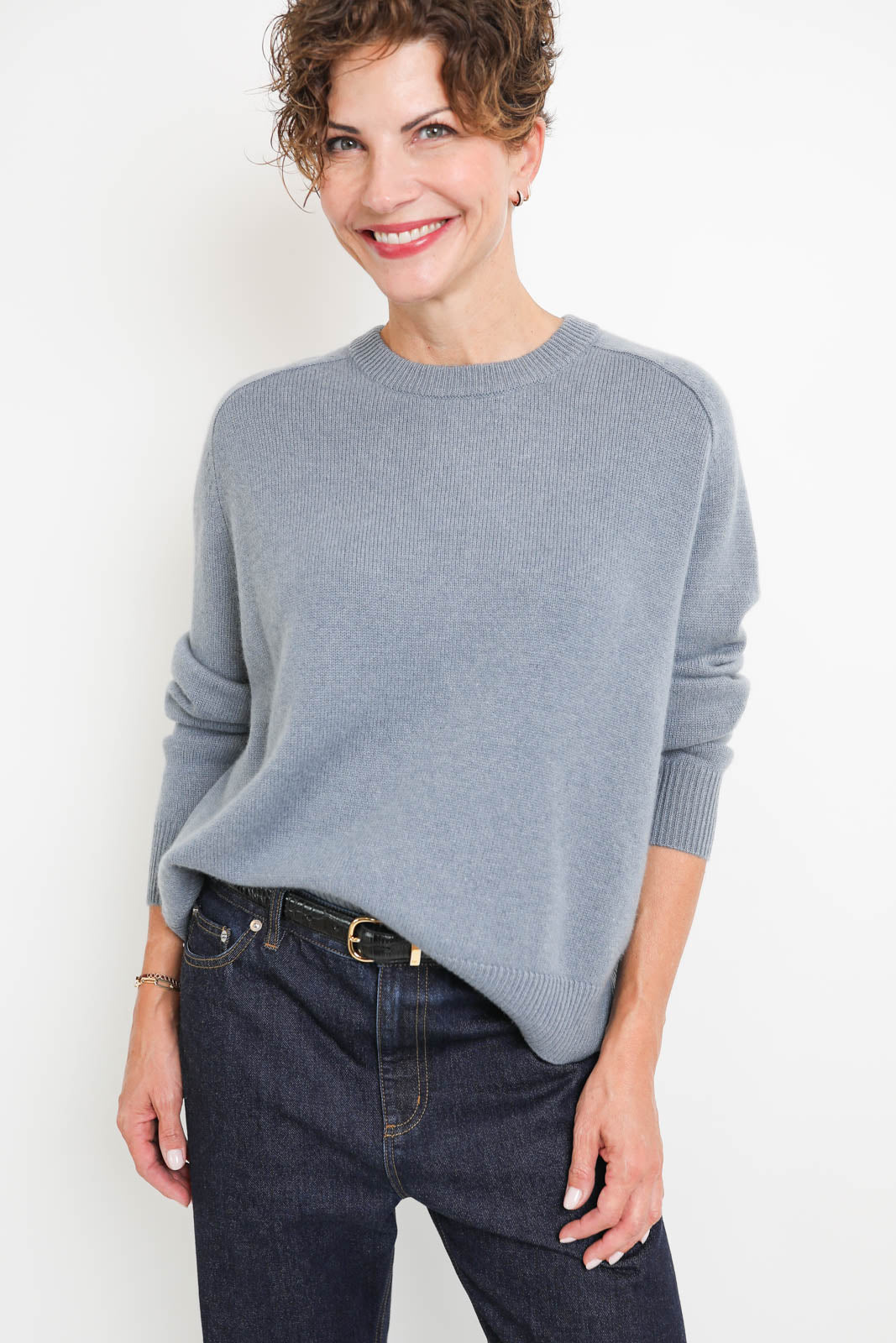 Soft Goat, Sweater Boyfriend Crewneck in Retro Blue