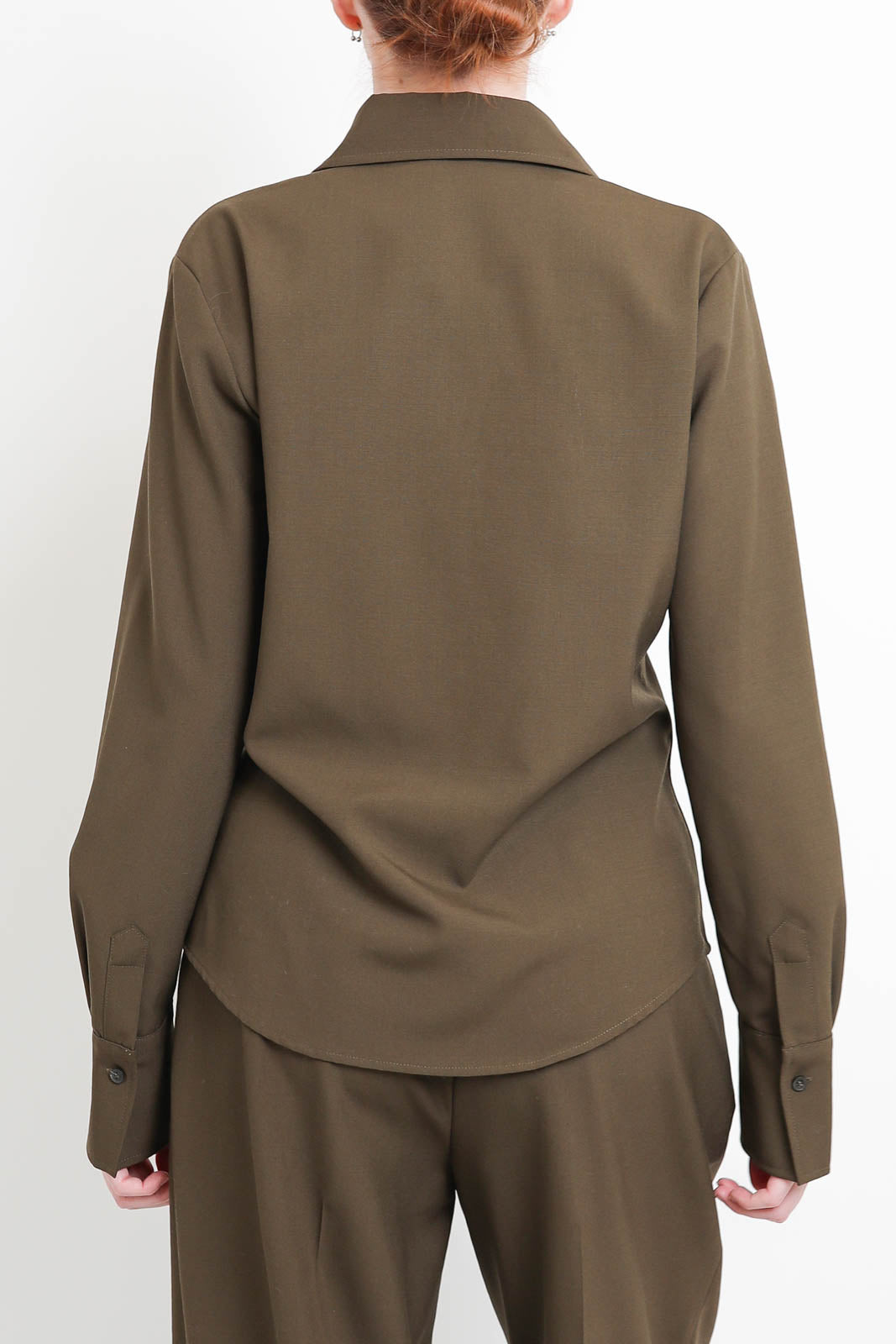 Raw, wool blouse in Forest