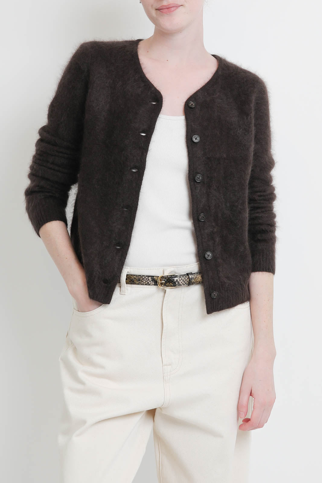 Guest in Residence, Cardigan Grizzly in Burnt Cocoa