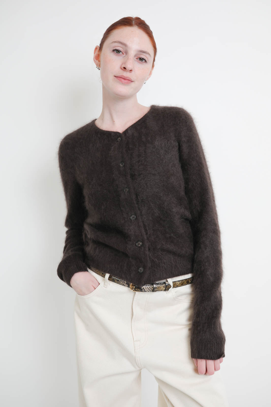Guest in Residence, Cardigan Grizzly in Burnt Cocoa