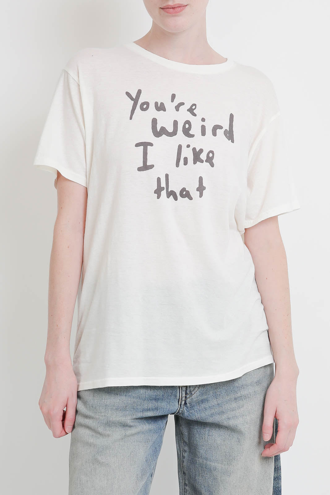 R13, T-Shirt You're Weird in white
