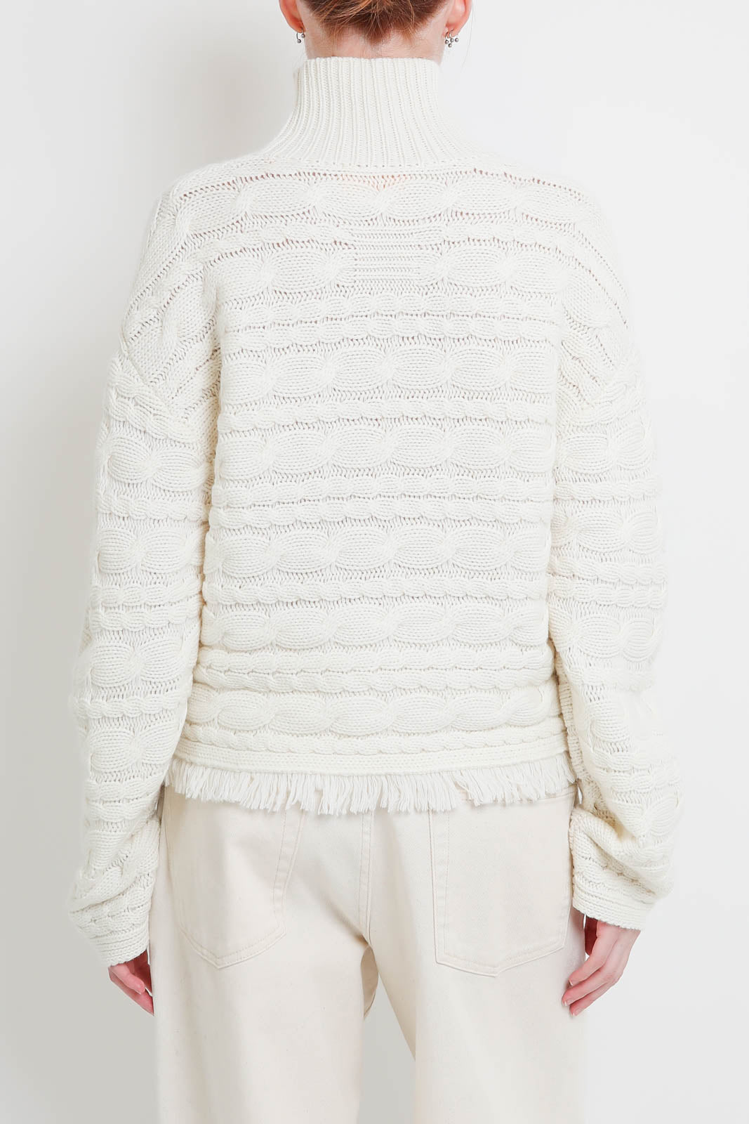 Guest in Residence, Cropped Cable Sweater in Cream