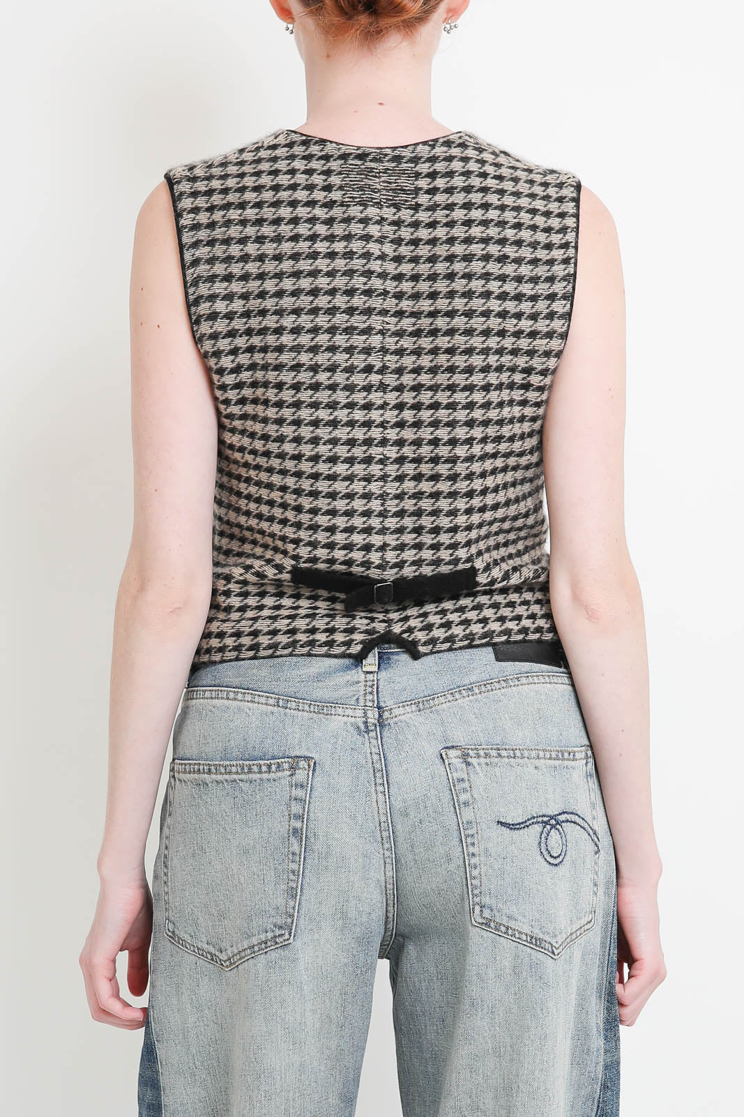 Guest in Residence, Vest Houndstooth in Black/Dune