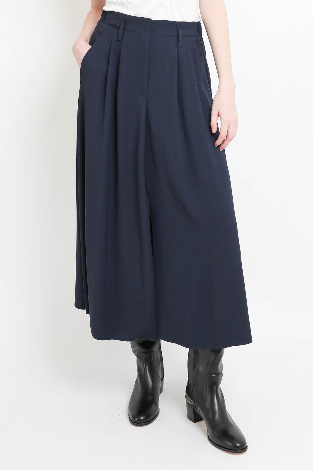 Forte-Forte, Skirt Fluid Slubbed Canvas in Notte