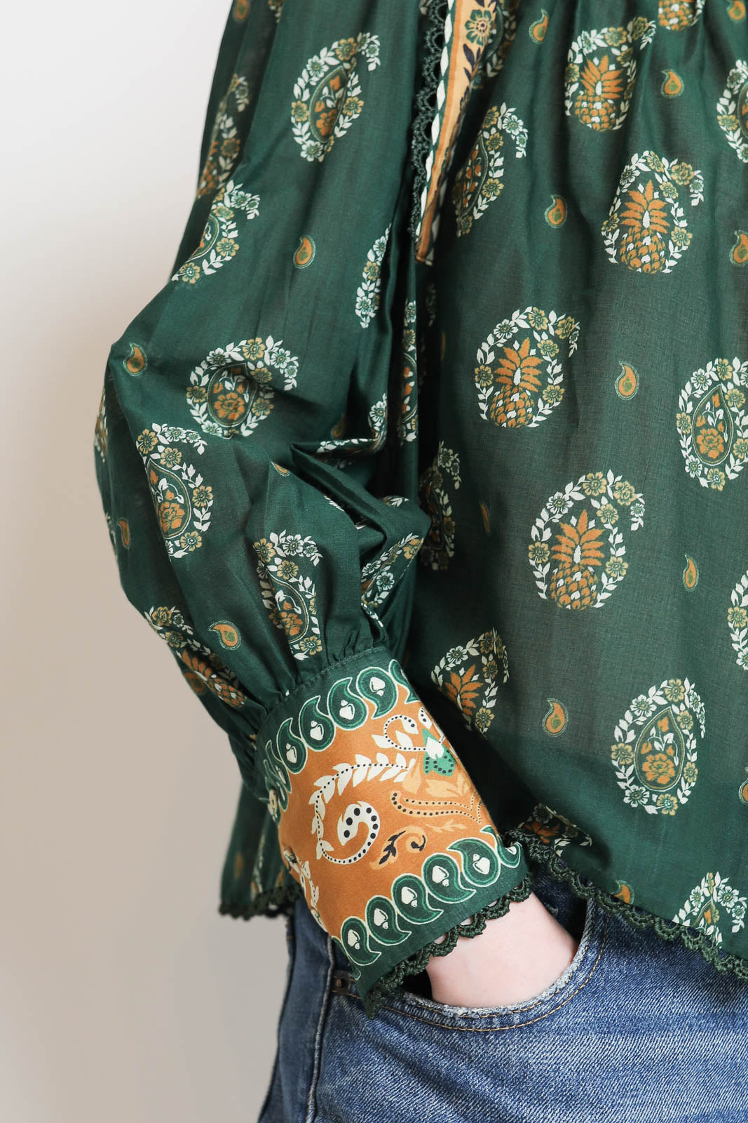 Farm Rio, Tayla blouse in Ayla Green