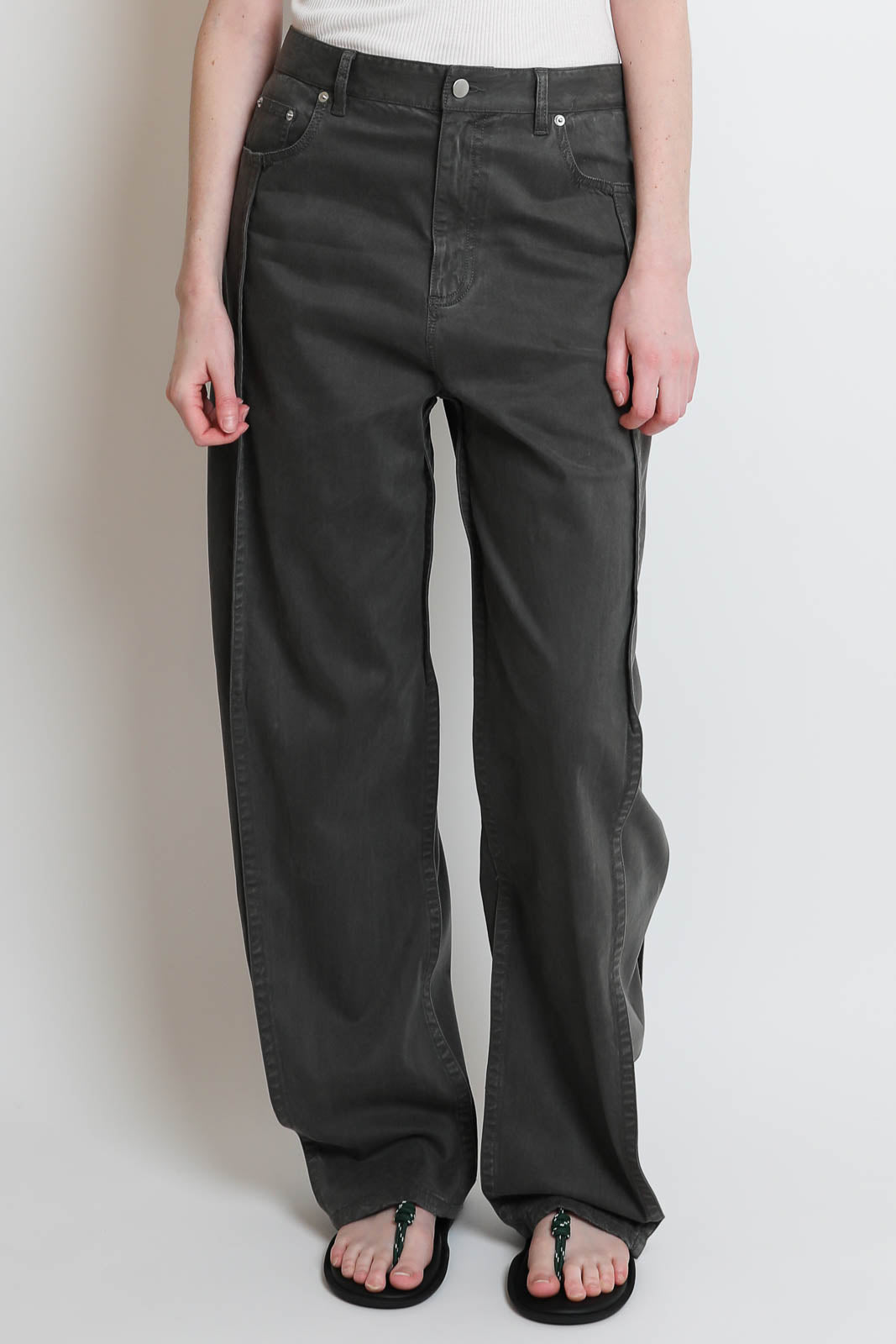 Tibi, Twill Tuck Pants in Gray