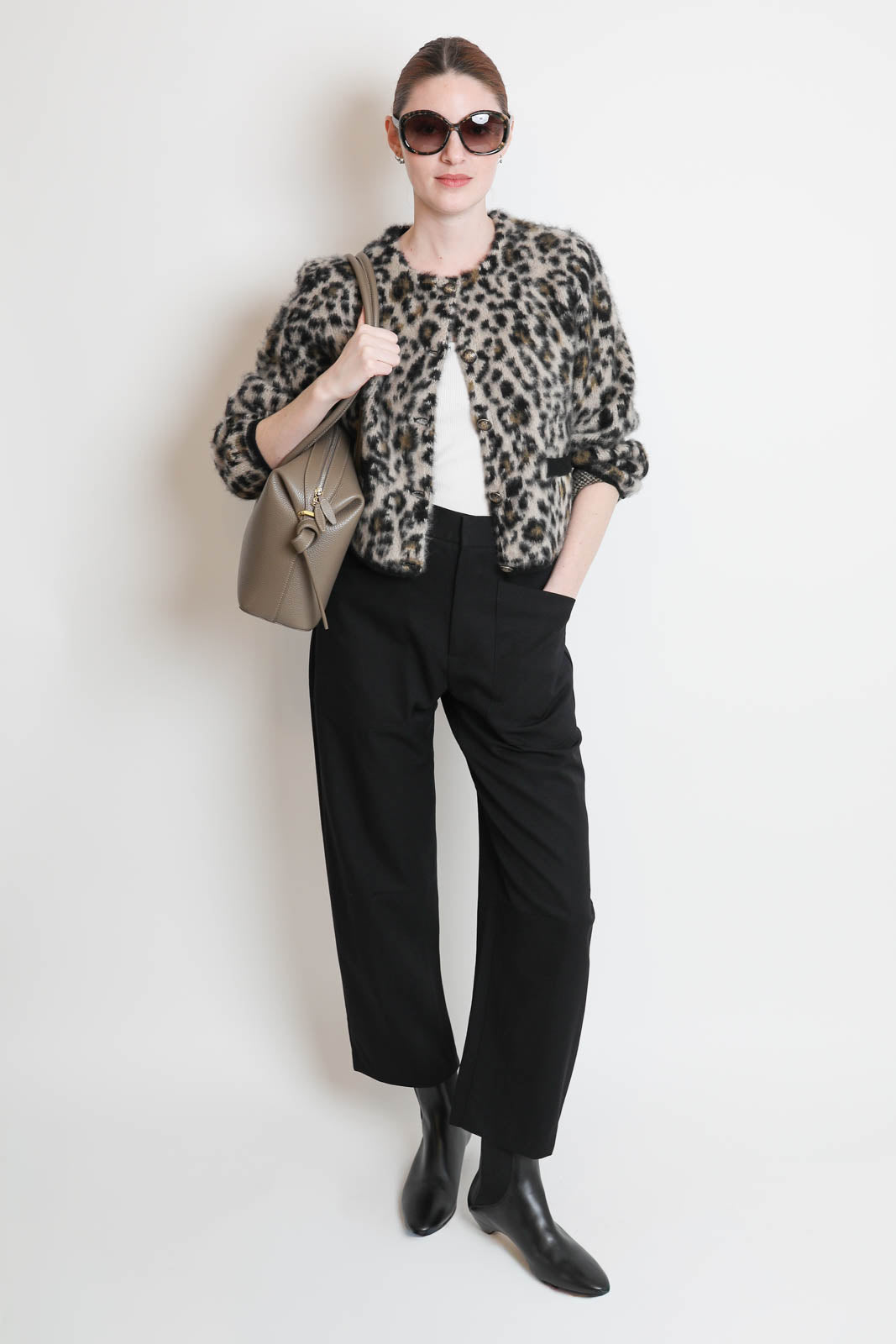 Nili Lotan, Beyton cardigan in jute leopard print