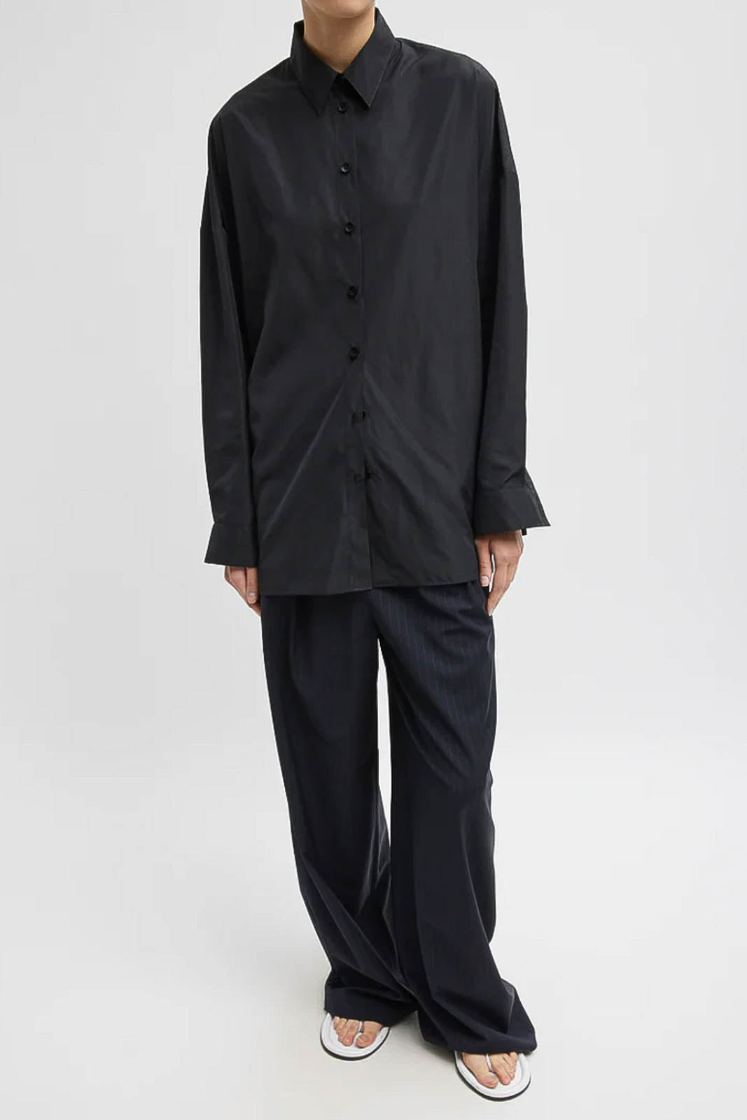Sporty nylon blouse in black
